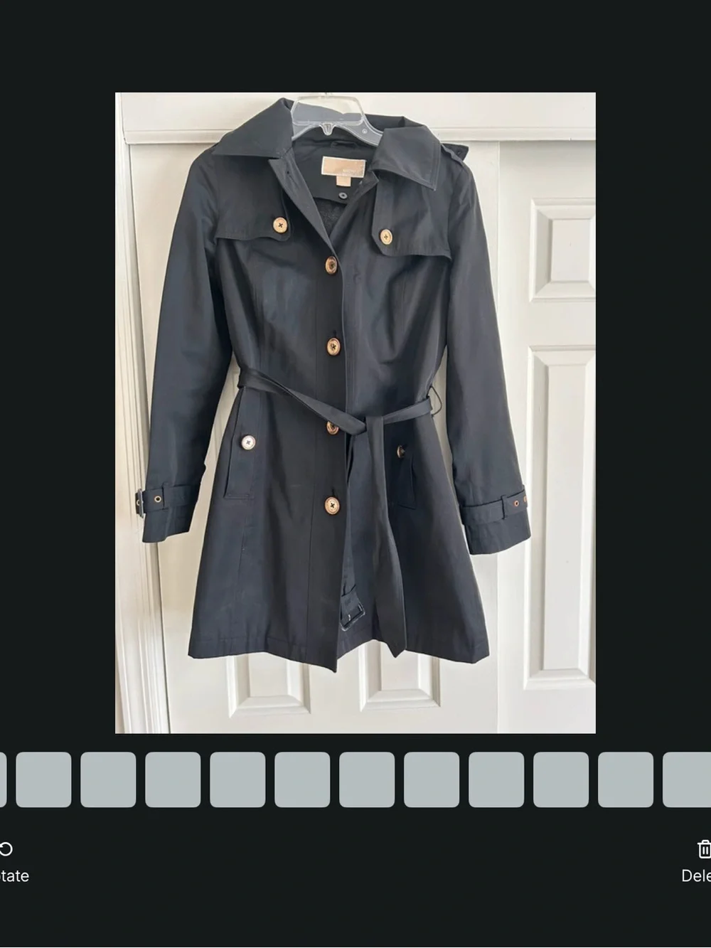 Michael Kors Black Trench Coat with Belted Waist